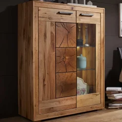 Wohnen Highboards<103x135x40 Highboard Vitrine mit Hirnholz Dekor - Troncon