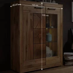 Wohnen Highboards<103x135x40 Highboard Vitrine mit Hirnholz Dekor - Troncon