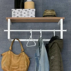 Wohnen Garderoben<76x26x34 Hängegarderobe in Weiß & Eiche - Marcios
