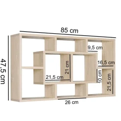 Wohnen Regale<85x48x16 Hängeregal mit acht Fächern - Franklin