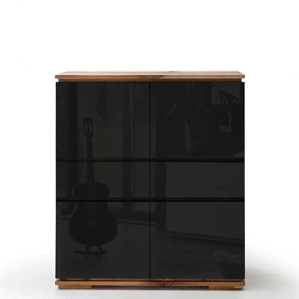 Wohnen Highboards|Kommoden<102x115x40 Hochglanz Kommode in Schwarz - Ercurs