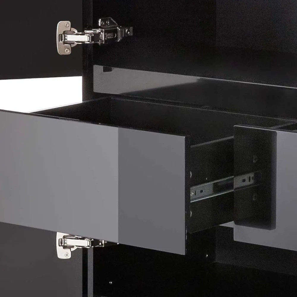 Wohnen Highboards|Kommoden<102x115x40 Hochglanz Kommode in Schwarz - Ercurs