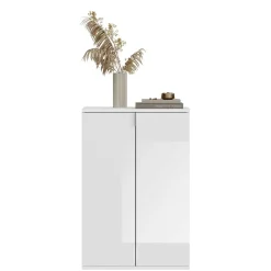 Wohnen Schränke<122x99x34 Hochglanz Schuhschrank in Weiß - Ejulia (zweiteilig)