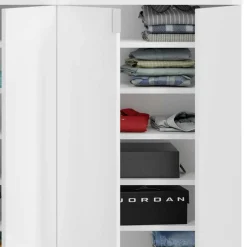 Wohnen Schränke<122x99x34 Hochglanz Schuhschrank in Weiß - Ejulia (zweiteilig)
