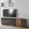 Wohnen Tv & Hifi-Möbel|Lowboards<181x59x44 Hochglanz TV Unterschrank in Grau - Eracosta