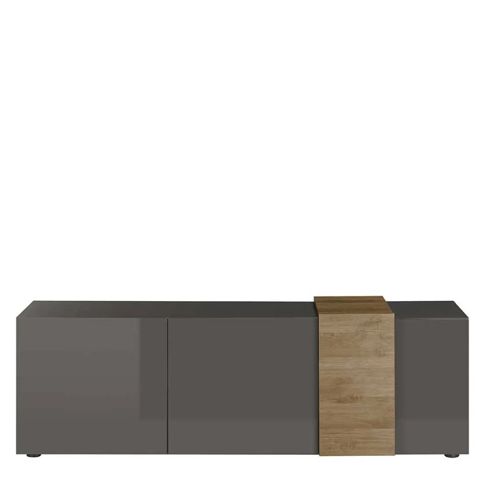 Wohnen Tv & Hifi-Möbel|Lowboards<181x59x44 Hochglanz TV Unterschrank in Grau - Eracosta