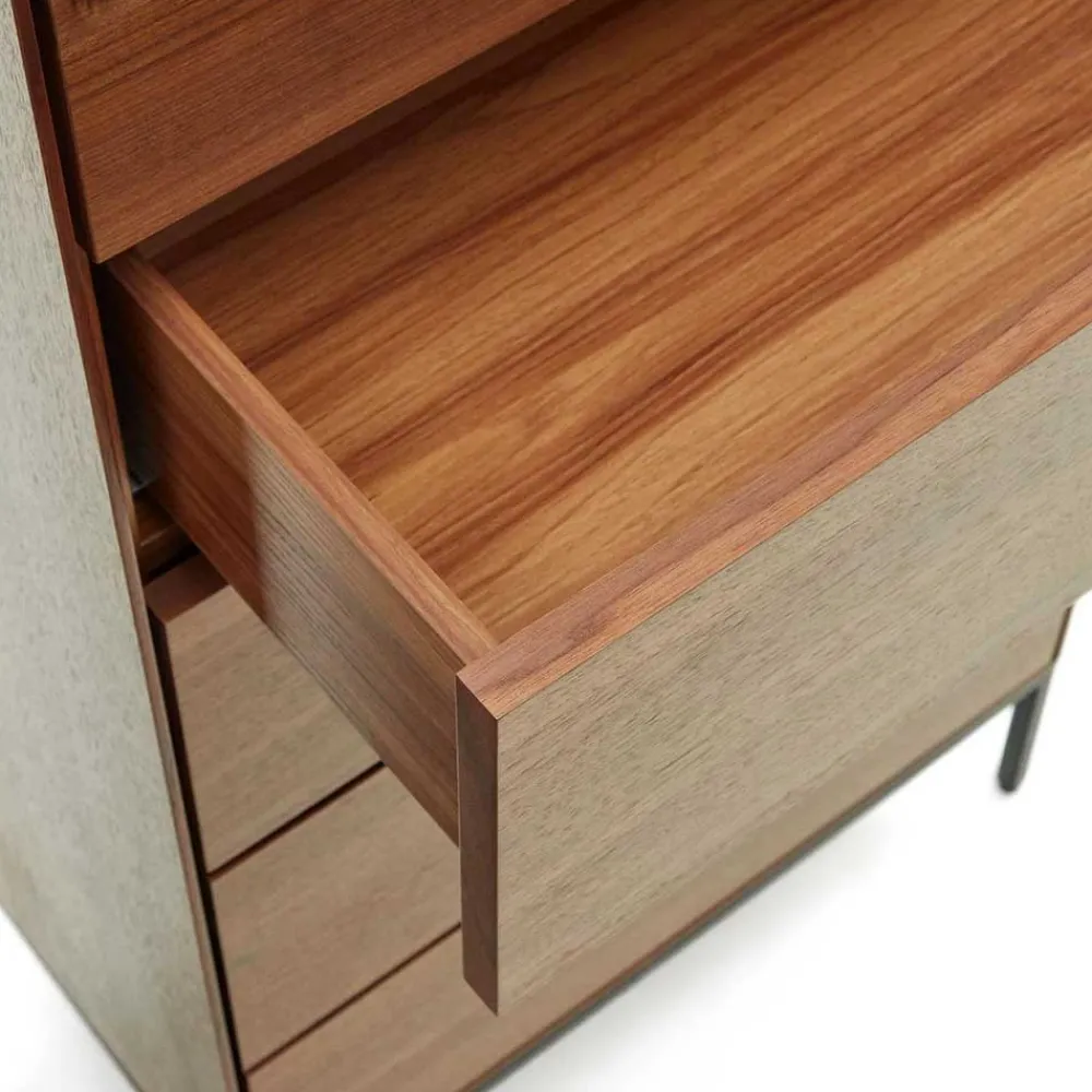 Wohnen Kommoden<60x114x40 Hochkommode in Nussbaumfarben - Milena