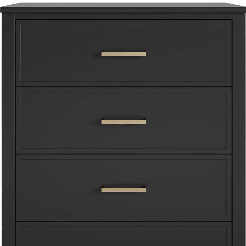 Wohnen Kommoden<76x106x51 Hochkommode in Schwarz und Gold - Lorenca