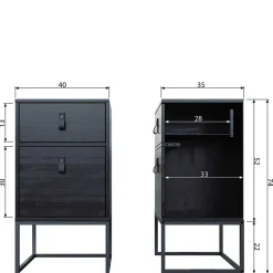 Wohnen Kommoden<40x74x35 Hochkommode mit Bügelgestell - Clewono