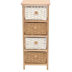 Wohnen Regale<30x73x25 Hochkommode mit vier Körben - Rennia