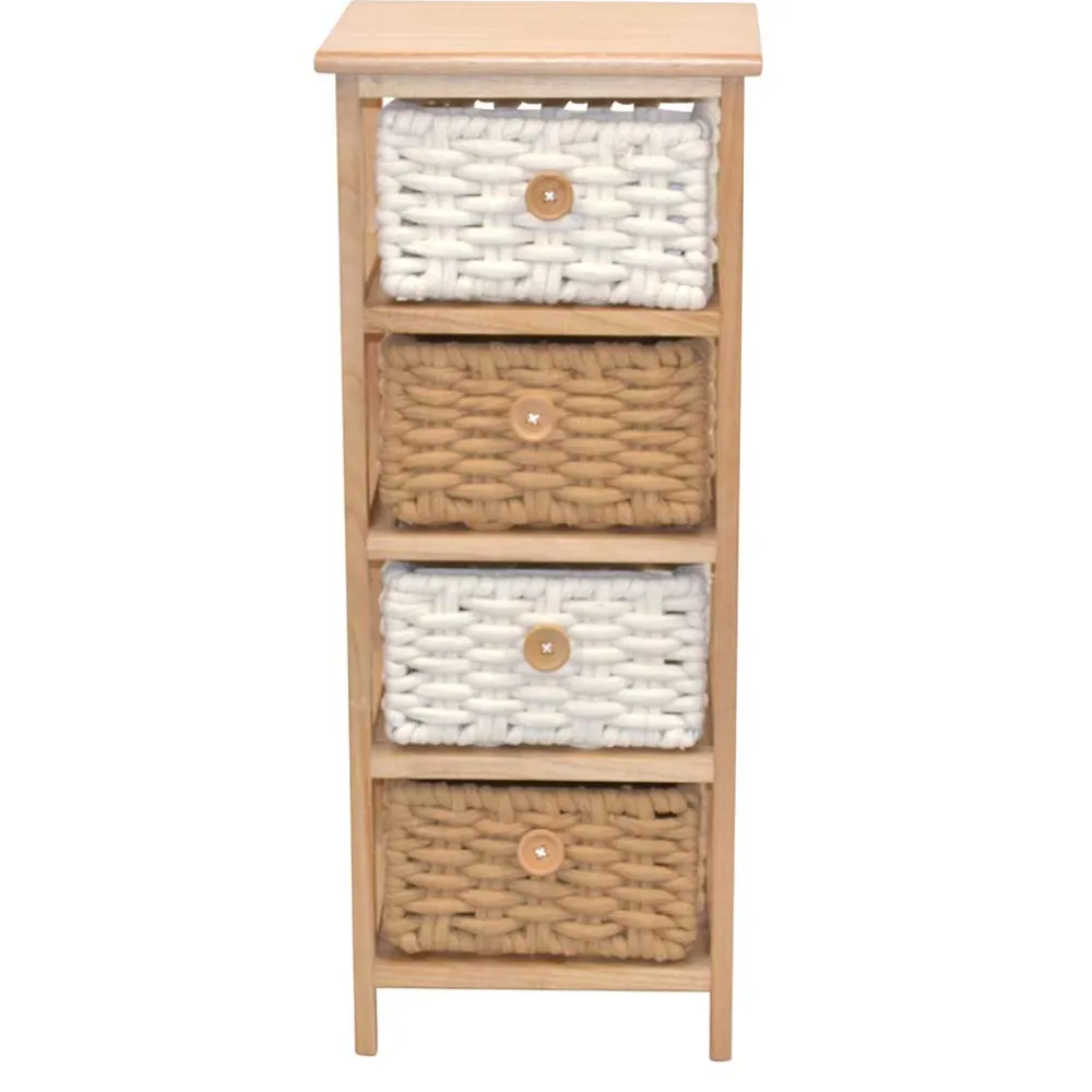 Wohnen Regale<30x73x25 Hochkommode mit vier Körben - Rennia