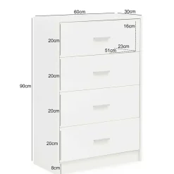 Wohnen Kommoden<60x90x30 Hochkommode mit vier Schubladen - Hank