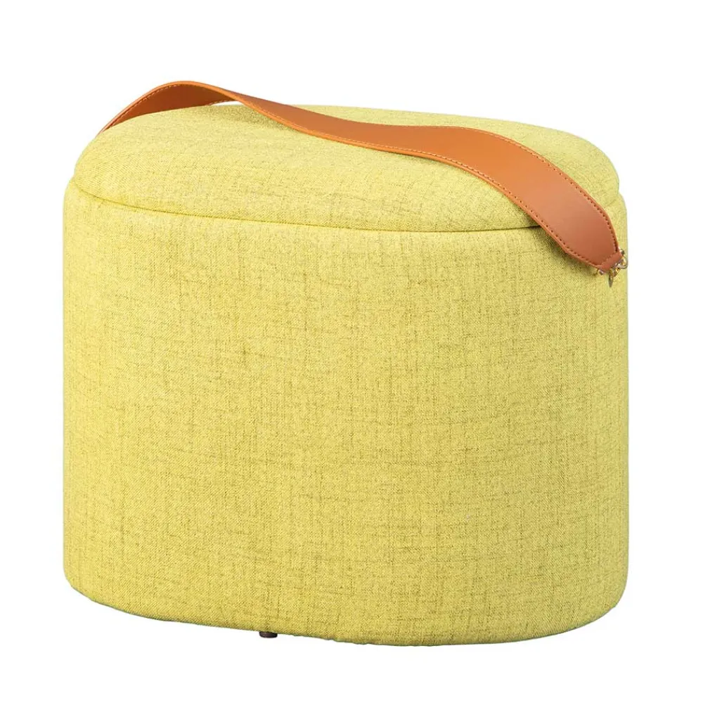 Wohnen Hocker<42x36x30 Hocker mit Griff in Gelbgrün Stoff - Domiano