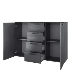 Wohnen Sideboards<132x93x38 Hohe Kombi-Kommode in Eiche Grau - Carika