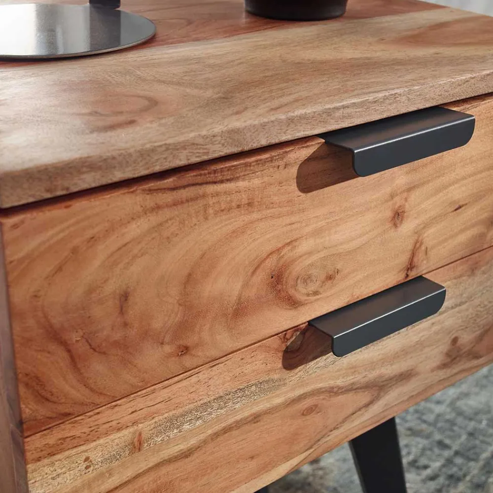 Wohnen Kommoden<47x65x35 Hohe Nachtkommode aus Akazie Natur - Ishi