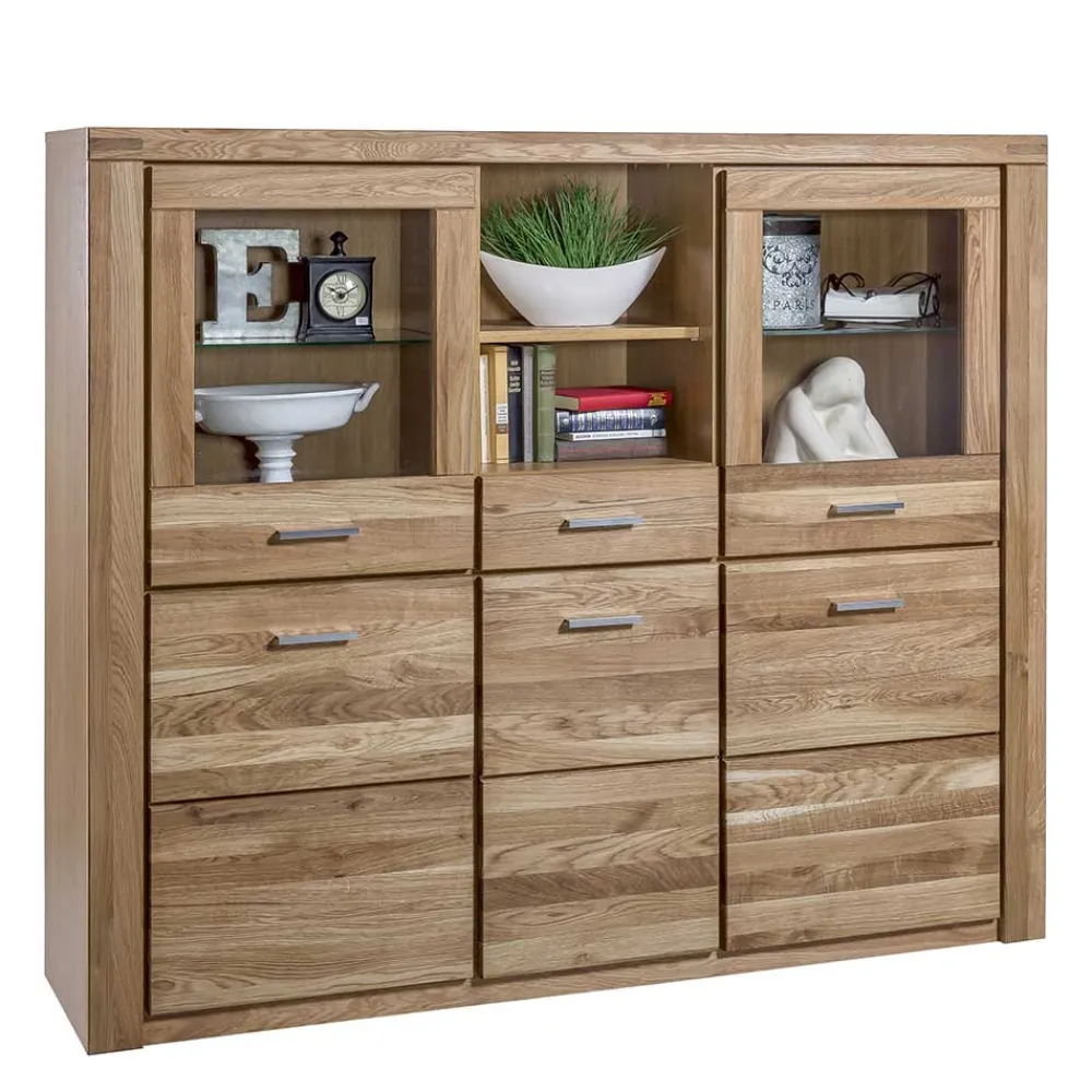Wohnen Highboards|Kommoden<158x140x40 Holz Highboard aus Wildeiche - Maila