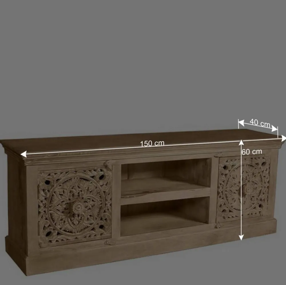 Wohnen Tv & Hifi-Möbel|Lowboards<150x60x40 Holz Lowboard mit Ornamenten - Runiasa