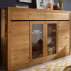 Wohnen Highboards|Kommoden<177x125x42 Holz Schrank mit 2 Glas Türen - Filedria