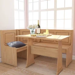 Wohnen Sitzgruppe<168x87x127 Holz-Eckbank & Esstisch - Ynvinata (zweiteilig)