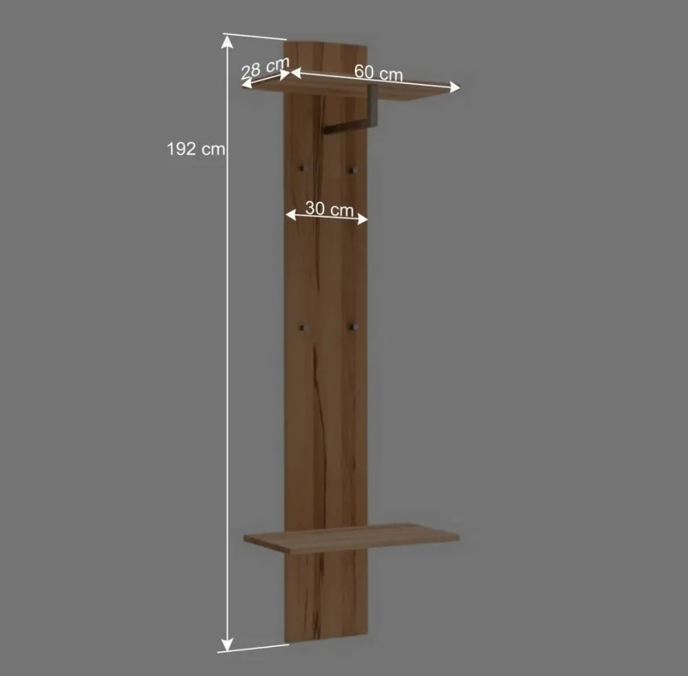 Wohnen Garderoben<60x192x28 Holzgarderobe aus Wildeiche - Mandrey