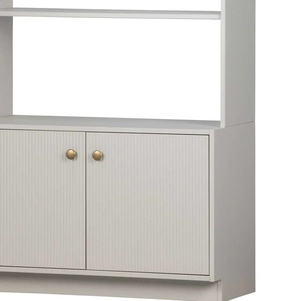 Wohnen Regale<80x200x35 Holzregal in Grau im Skandi Design - Huvina
