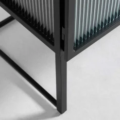 Wohnen Vitrinen<70x143x41 Industrial Vitrine aus Stahl in Schwarz - Toma