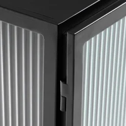 Wohnen Vitrinen<70x143x41 Industrial Vitrine aus Stahl in Schwarz - Toma