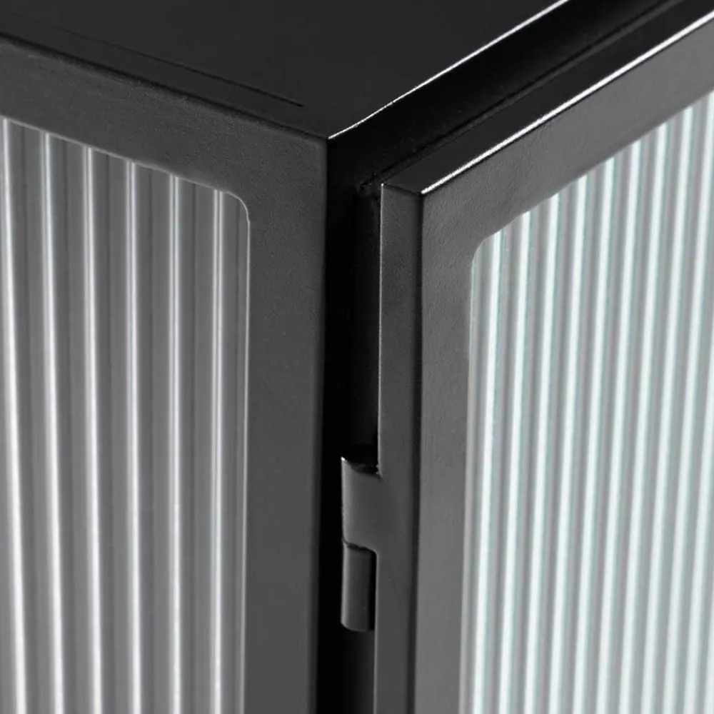 Wohnen Vitrinen<70x143x41 Industrial Vitrine aus Stahl in Schwarz - Toma
