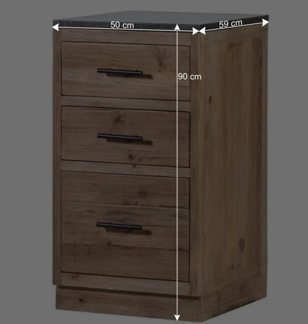 Wohnen Kommoden<50x90x59 Küche Unterschrank mit drei Schubladen - Macsena