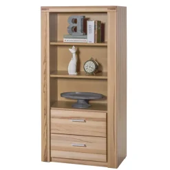 Wohnen Regale<68x140x40 Kernbuche Regal mit 2 Schubladen - Uhelia