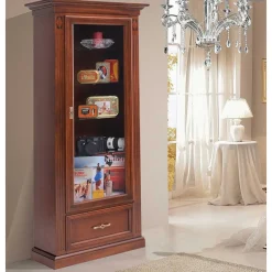 Wohnen Vitrinen<74x184x42 Klassische Vitrine in Walnussfarben - Sienna