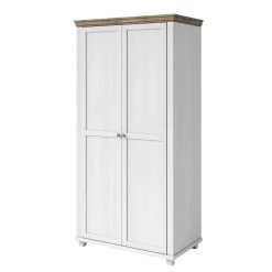 Wohnen Kleiderschränke<108x216x62 Kleiderschrank in Weiß & Holzoptik verwittert - Tyrcio