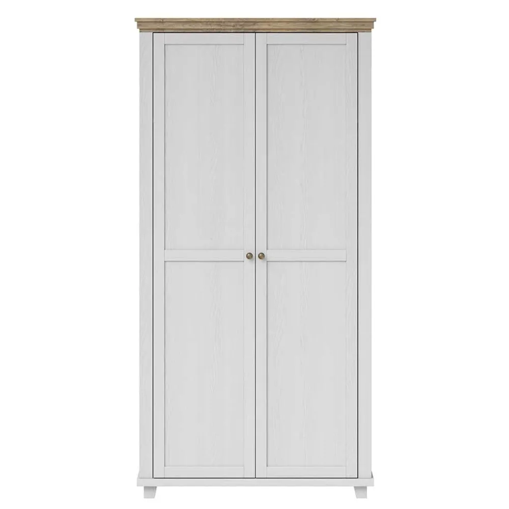 Wohnen Kleiderschränke<108x216x62 Kleiderschrank in Weiß & Holzoptik verwittert - Tyrcio