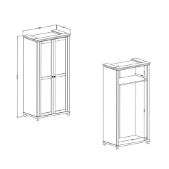 Wohnen Kleiderschränke<108x216x62 Kleiderschrank in Weiß & Holzoptik verwittert - Tyrcio