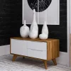 Wohnen Tv & Hifi-Möbel|Lowboards<90x48x40 Kleine Kommode in Wildeiche & Weiß - Diesta