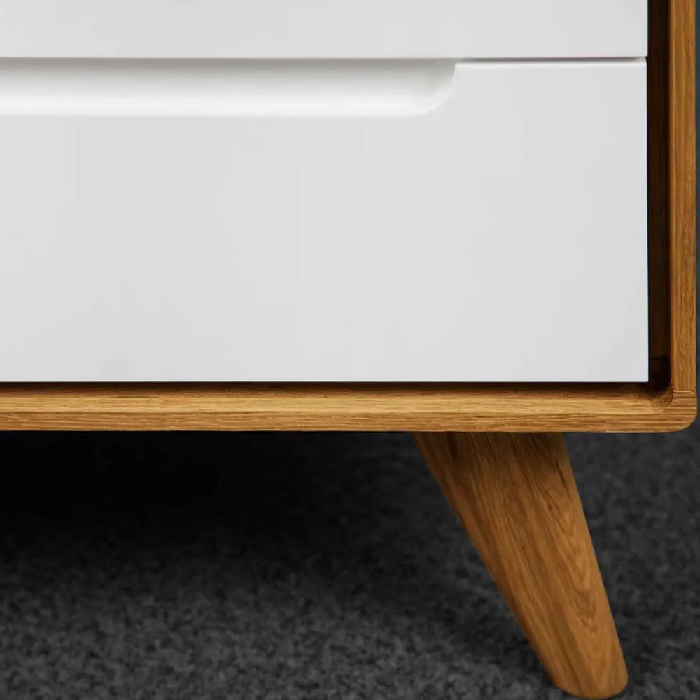 Wohnen Tv & Hifi-Möbel|Lowboards<90x48x40 Kleine Kommode in Wildeiche & Weiß - Diesta