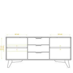 Wohnen Tv & Hifi-Möbel|Lowboards<134x63x40 Kombi Kommode in Weiß & Wildeiche Natur - Diesta