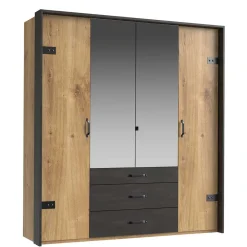 Wohnen Kleiderschränke|Schränke<200x216x58 Kombi-Kleiderschrank mit Spiegeln - Bram