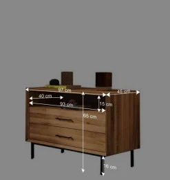 Wohnen Lowboards|Tv & Hifi-Möbel<97x65x45 Kommode mit Fach & 2 Schubladen - Kerfa