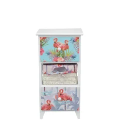 Wohnen Kommoden<30x58x30 Kommode mit Flamingo Stoff - Gracelino