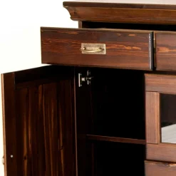 Wohnen Sideboards<145x84x40 Kommode mit Glas im Kolonialstil - Jurcavs