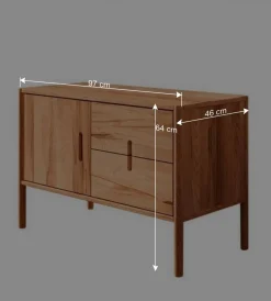 Wohnen Tv & Hifi-Möbel|Lowboards<97x64x46 Kommode mit Tür & zwei Schubladen - Indrya