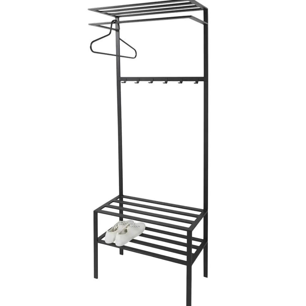 Wohnen Garderoben<70x178x29 Kompaktgarderobe aus Stahl in Schwarz - Cellja