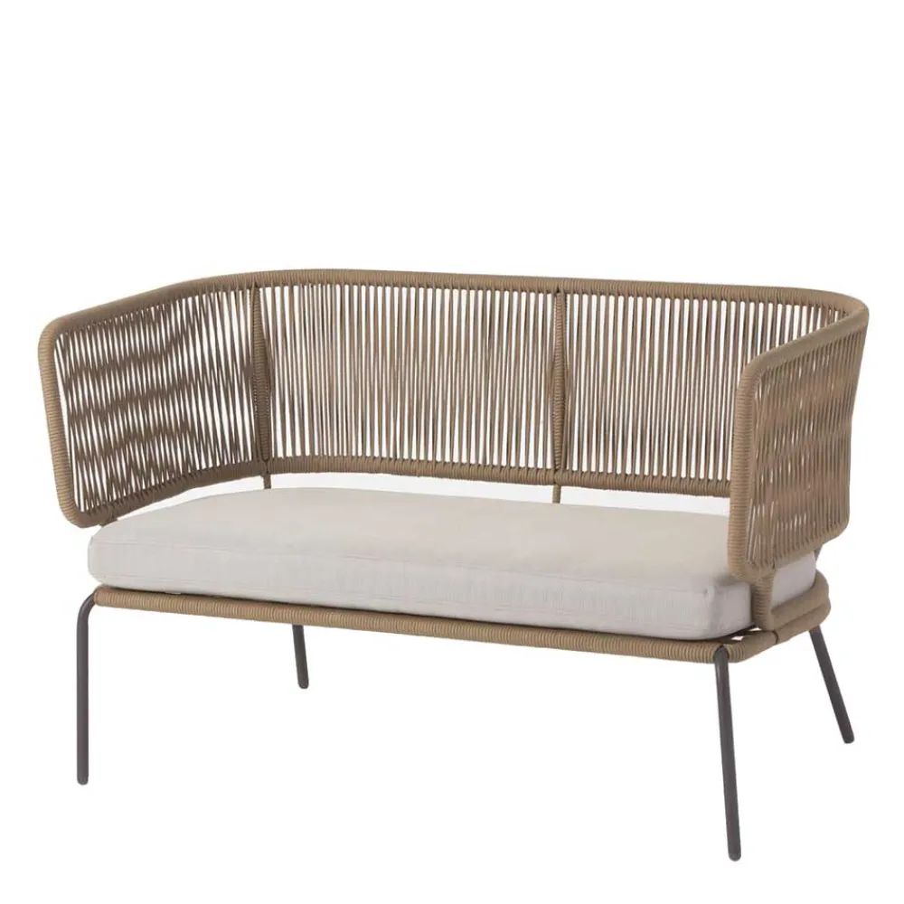 Wohnen Sitzbank<135x80x65 Kordelgeflecht Sofa mit Sitzpolster - Membres