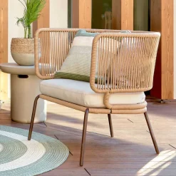 Wohnen Sitzbank<135x80x65 Kordelgeflecht Sofa mit Sitzpolster - Membres