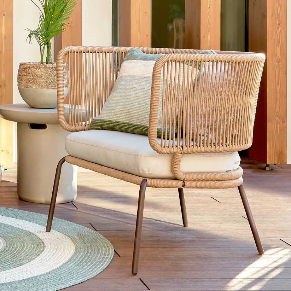 Wohnen Sitzbank<135x80x65 Kordelgeflecht Sofa mit Sitzpolster - Membres