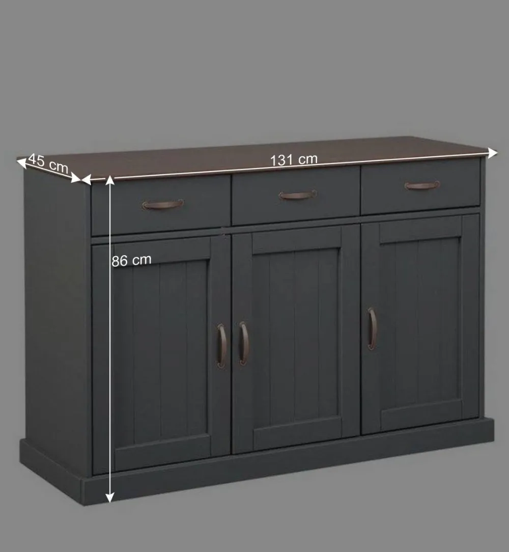 Wohnen Sideboards<131x86x45 Landhaus Anrichte in Grau & Braun - Nepplan