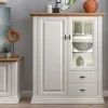 Wohnen Vitrinen|Highboards<113x134x45 Landhaus Highboard mit Glas-Einsatz - Henry