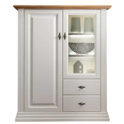 Wohnen Vitrinen|Highboards<113x134x45 Landhaus Highboard mit Glas-Einsatz - Henry