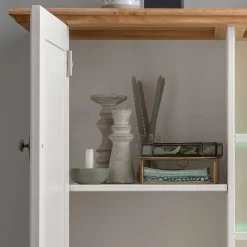 Wohnen Vitrinen|Highboards<113x134x45 Landhaus Highboard mit Glas-Einsatz - Henry